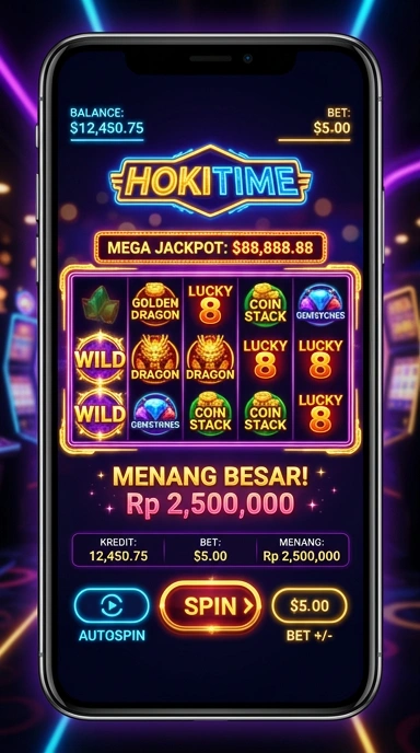 Tampilan antarmuka pengguna aplikasihokitime yang intuitif dan menarik.